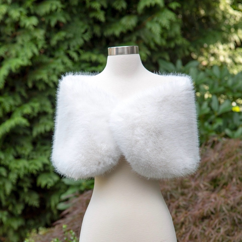Elegant White Faux Fur Shawl